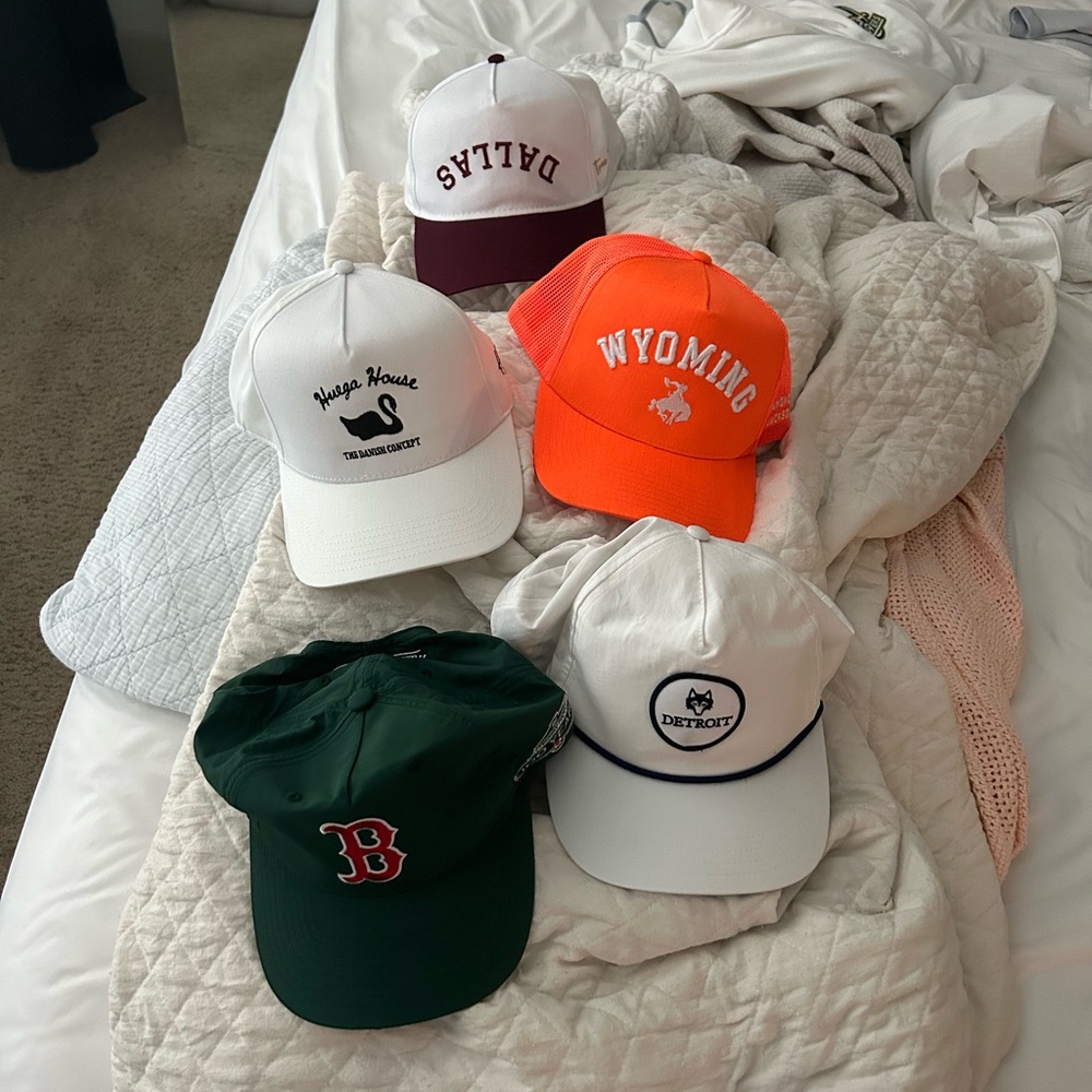 Assorted Baseball Caps - White, Orange, Green